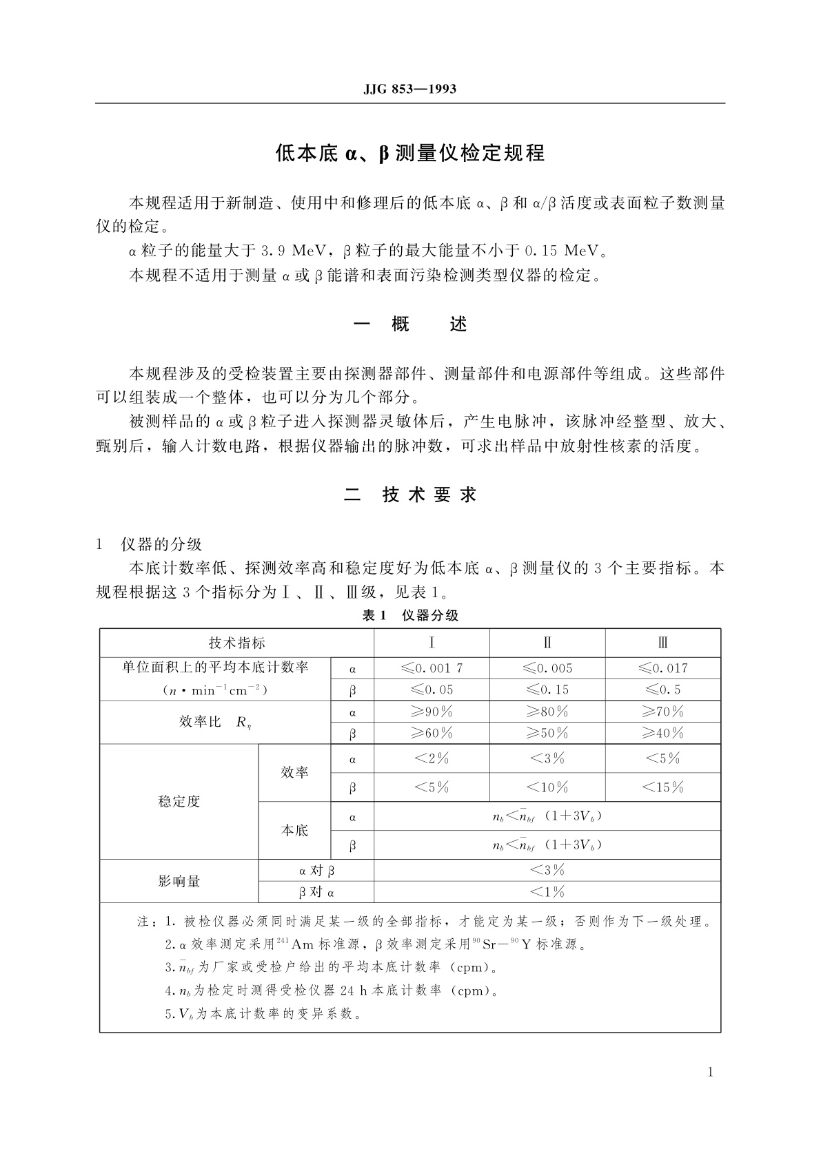 JJG 853-1993 低本底α、β测量仪