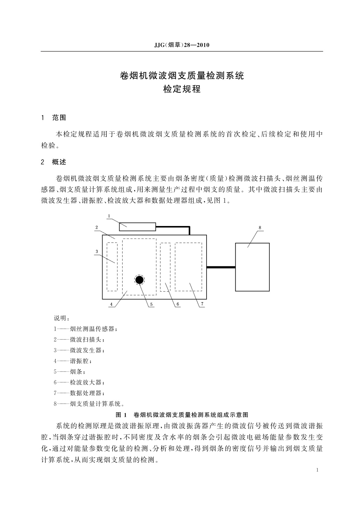 JJG(烟草)28-2010 卷烟机微波烟支质量检测系统检定规程