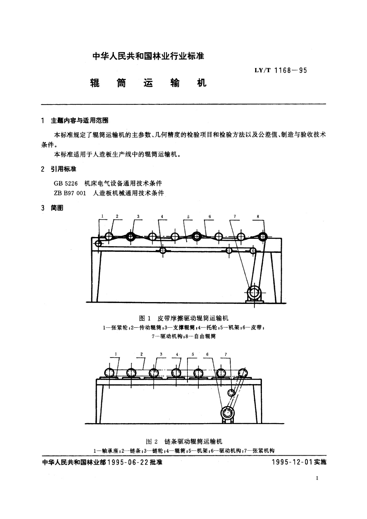 LY/T 1168-1995 辊筒运输机