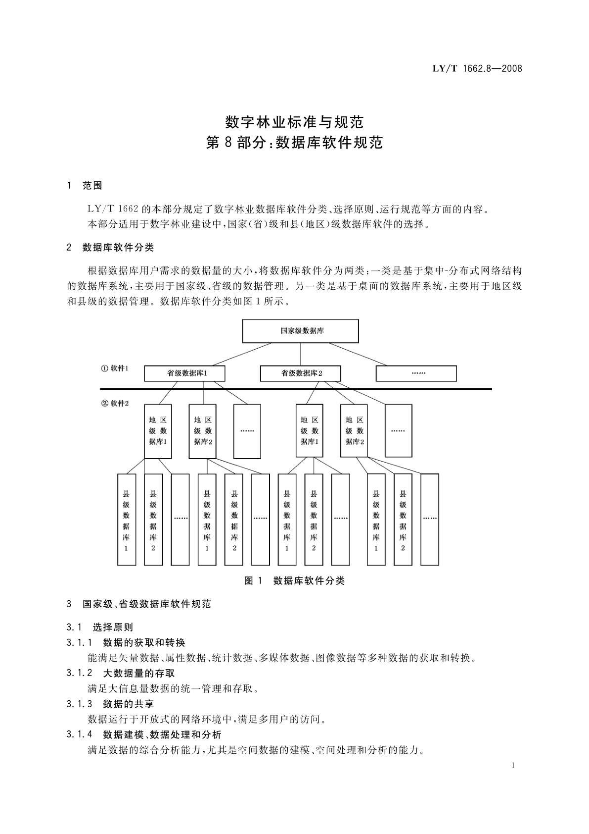 LY/T 1662.8-2008 数字林业标准与规范　第8部分:数据库软件规范