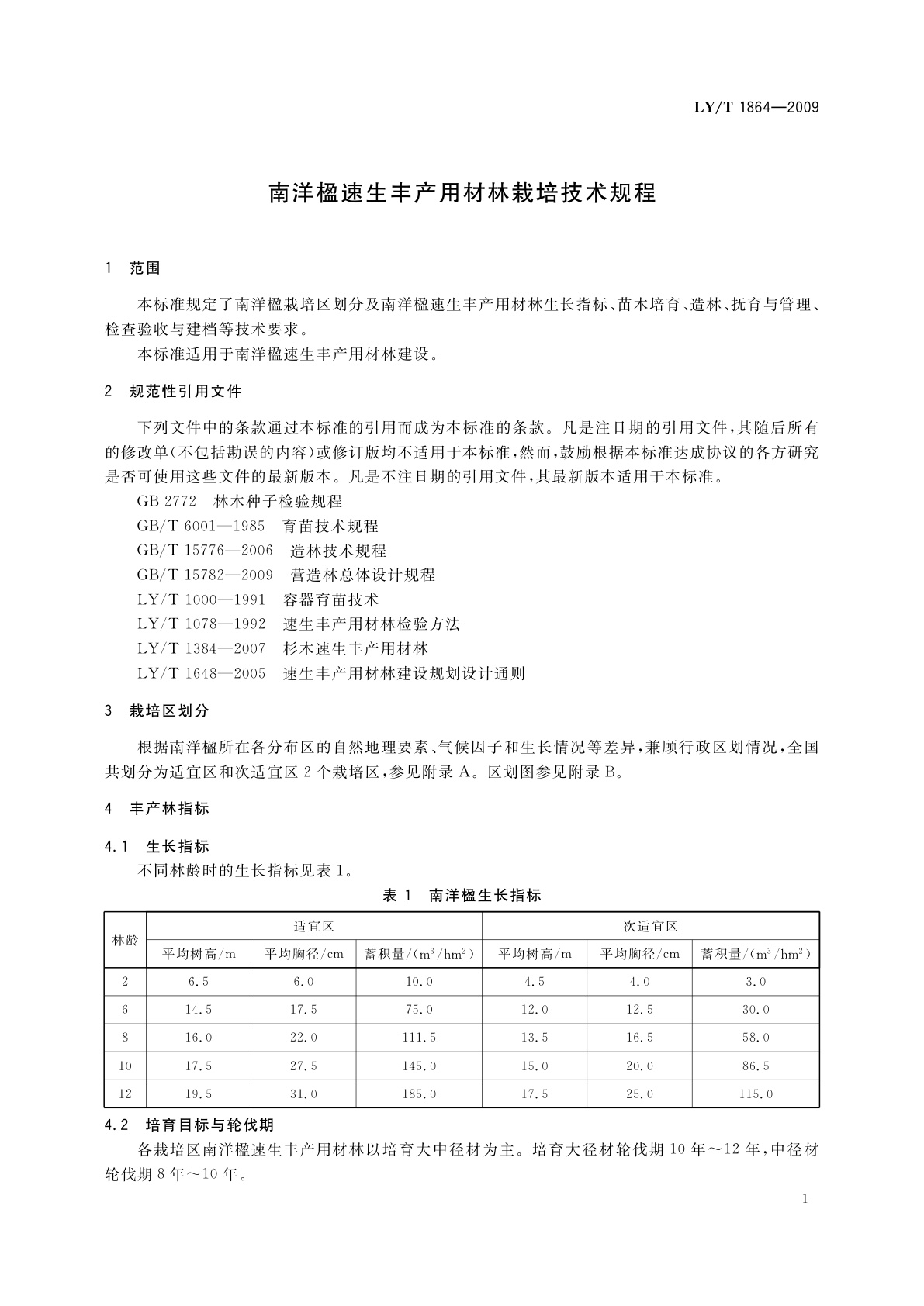 LY/T 1864-2009 南洋楹速生丰产用材林栽培技术规程