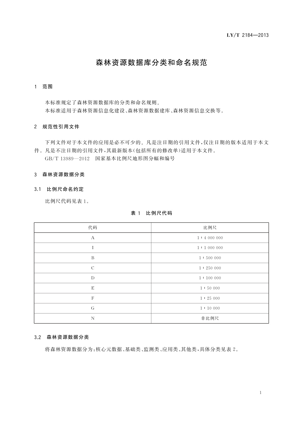 LY/T 2184-2013 森林资源数据库分类和命名规范