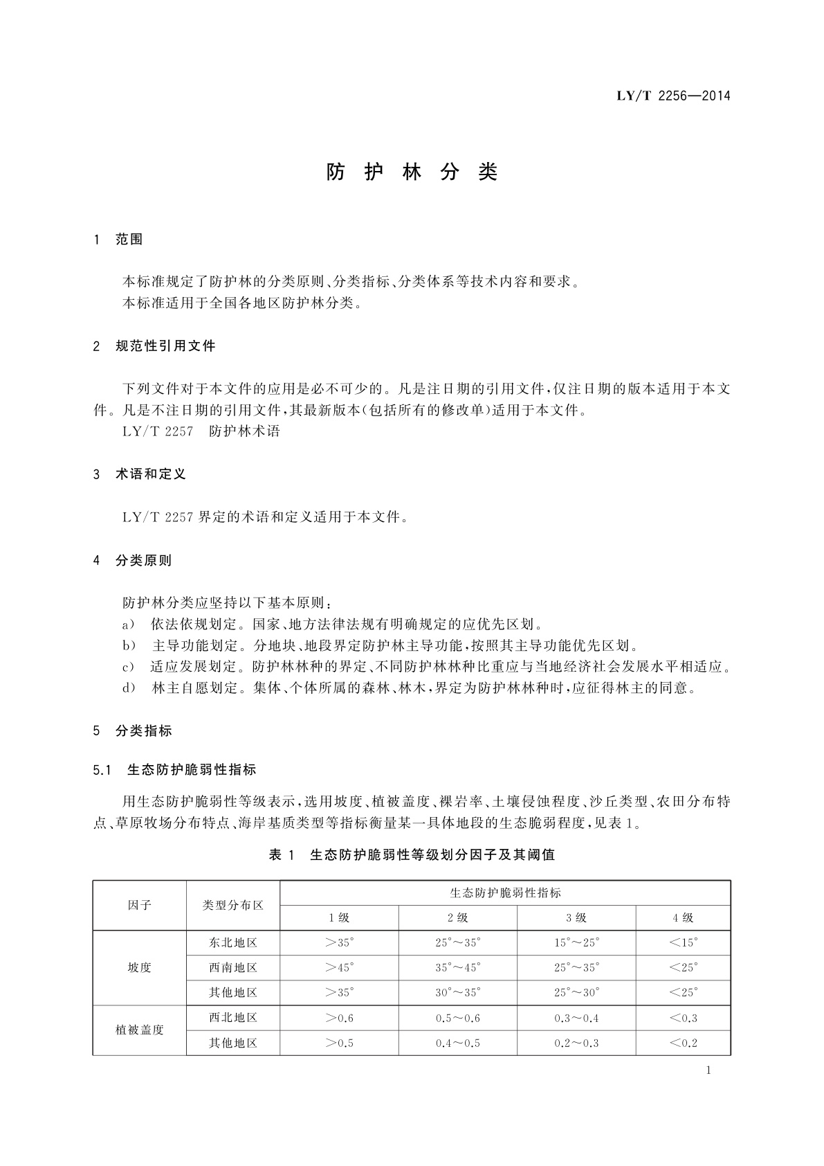 LY/T 2256-2014 防护林分类