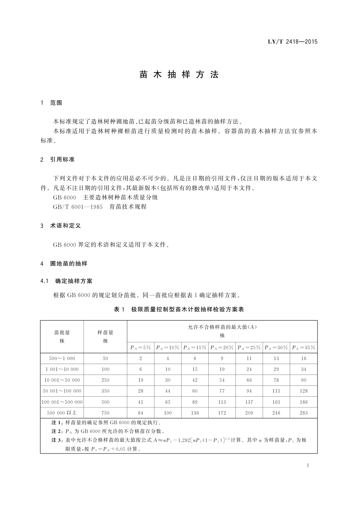 LY/T 2418-2015 苗木抽样方法