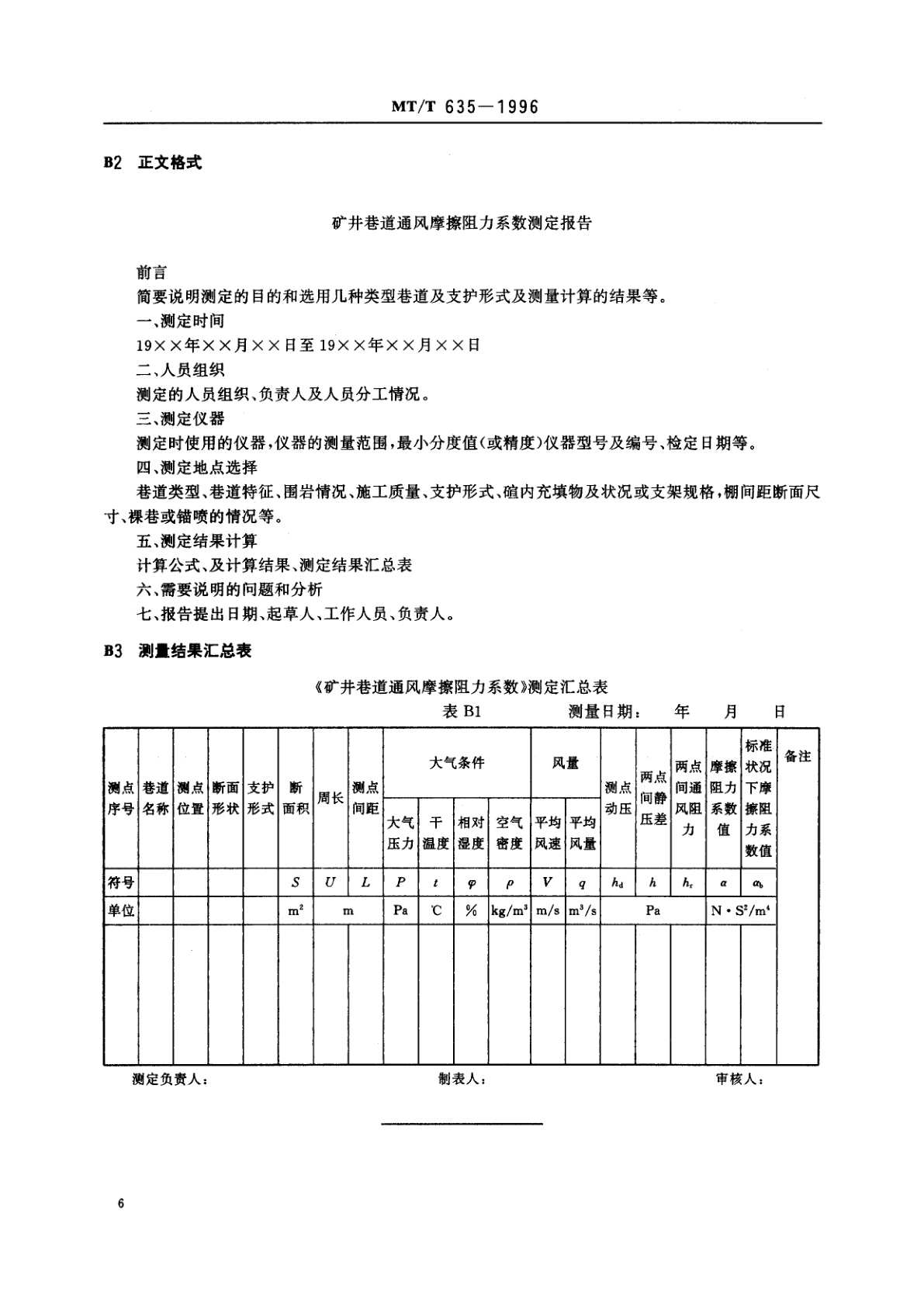 MT/T 635-1996 矿井巷道通风摩擦阻力系数测定方法