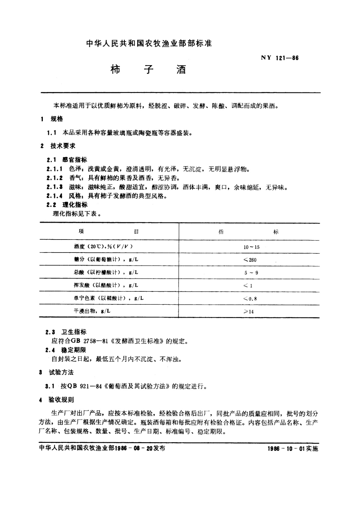 NY 121-1986 柿子酒