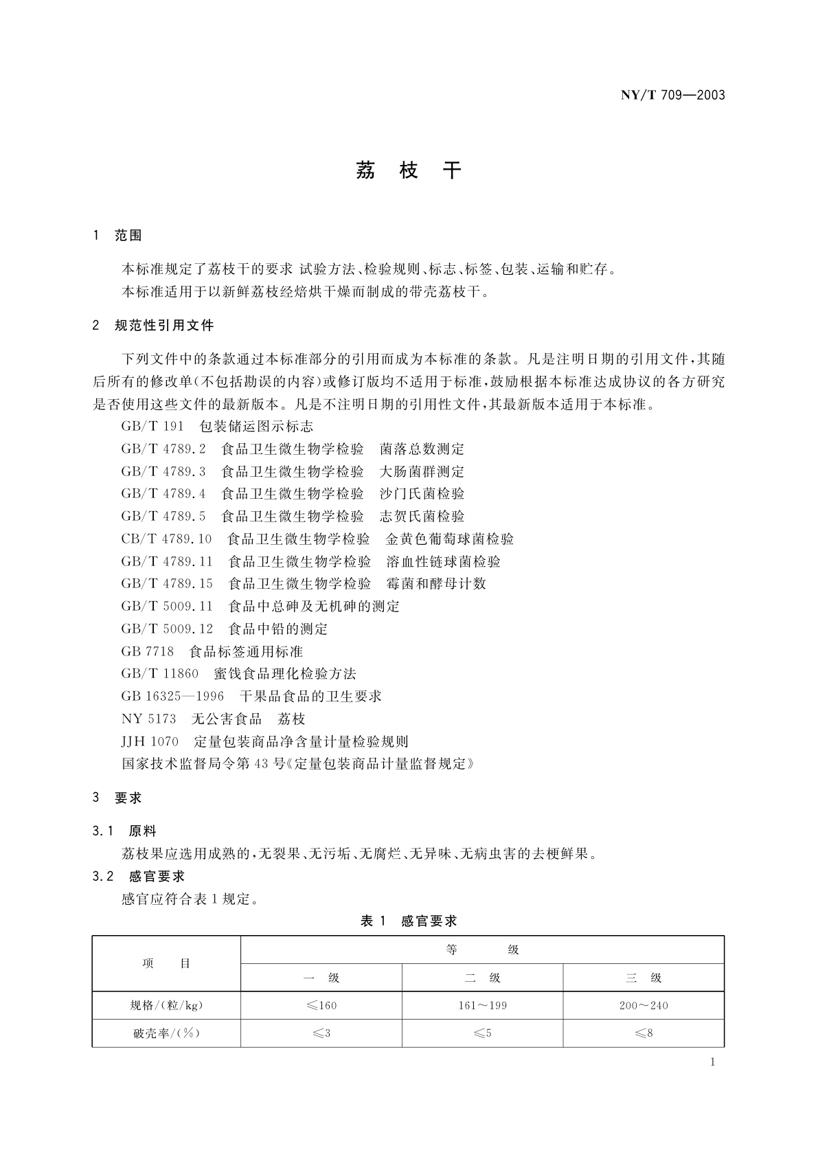 NY/T 709-2003 荔枝干