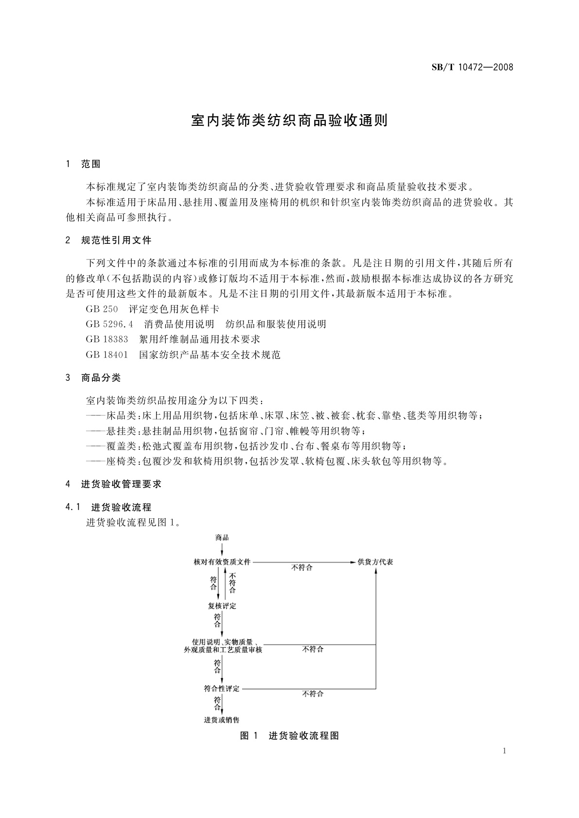 SB/T 10472-2008 室内装饰类纺织商品验收通则