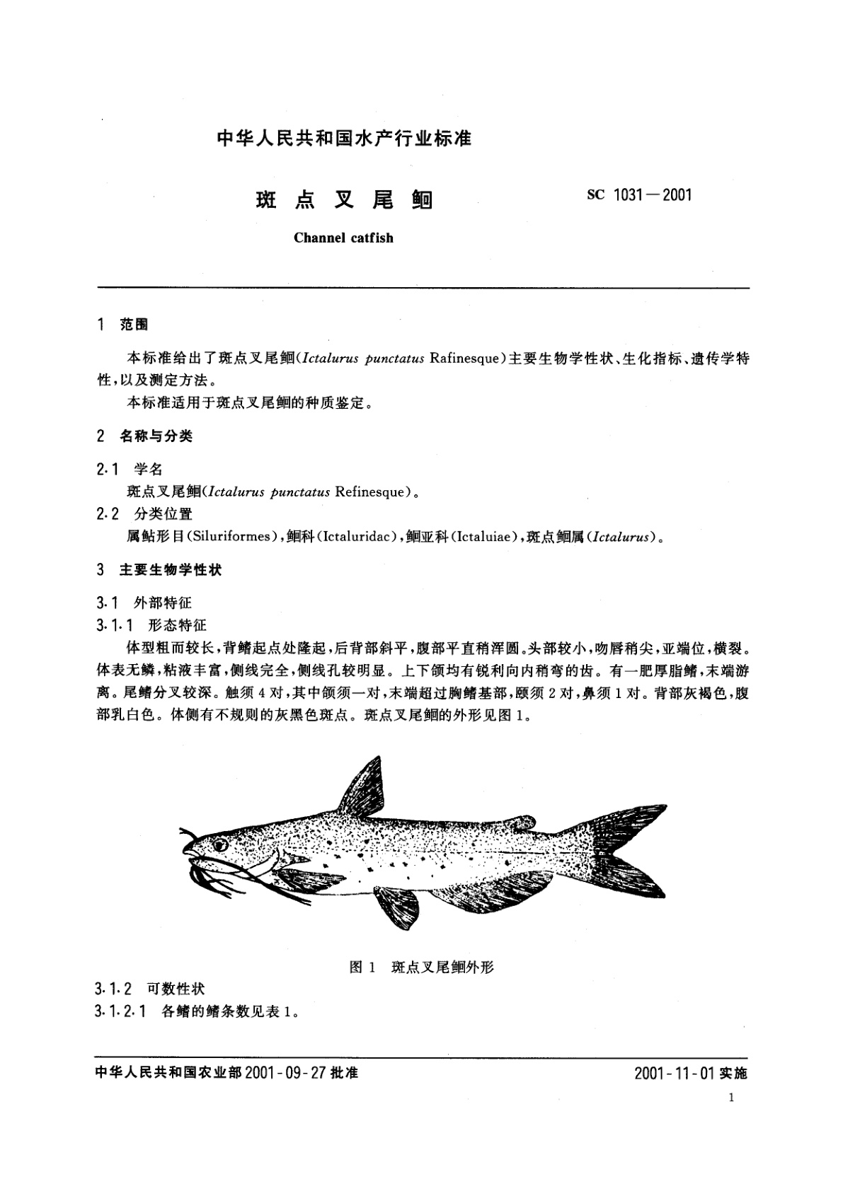 SC 1031-2001 斑点叉尾鮰