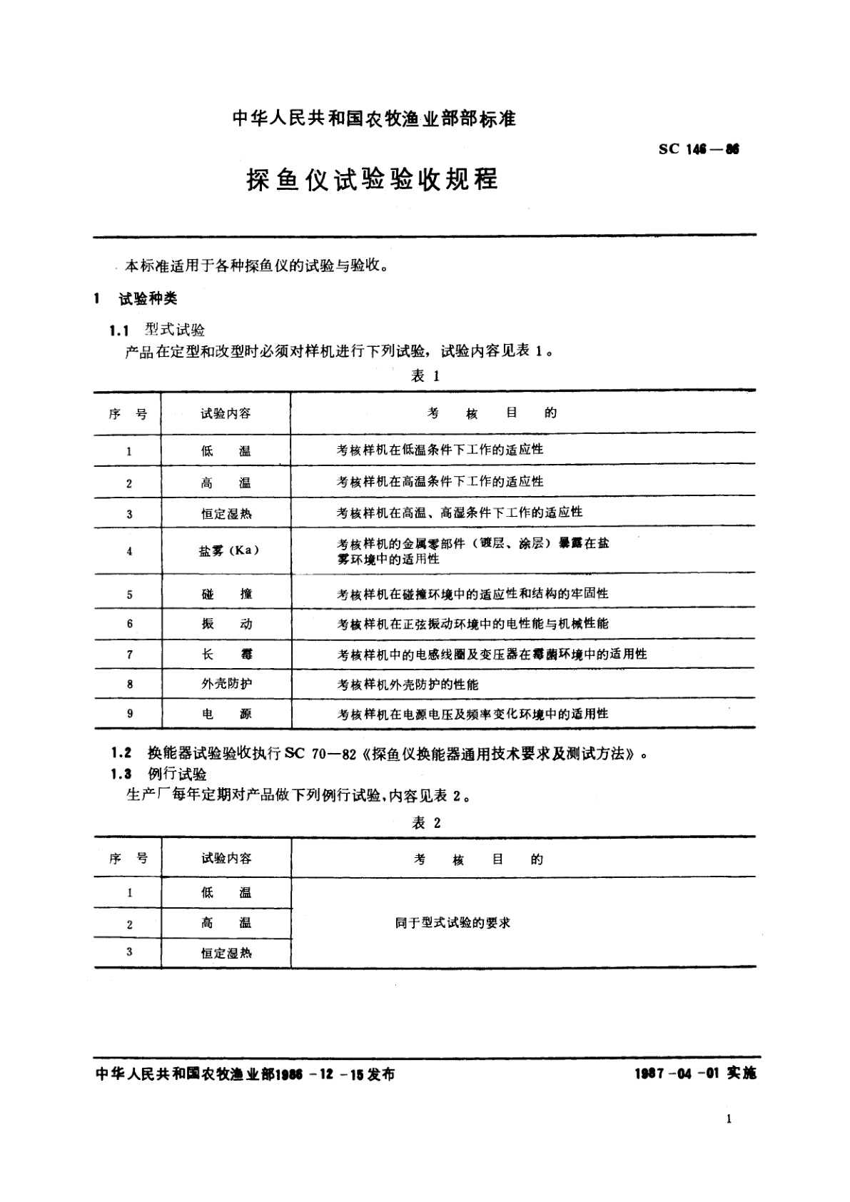 SC 146-1986 探鱼仪试验验收规程