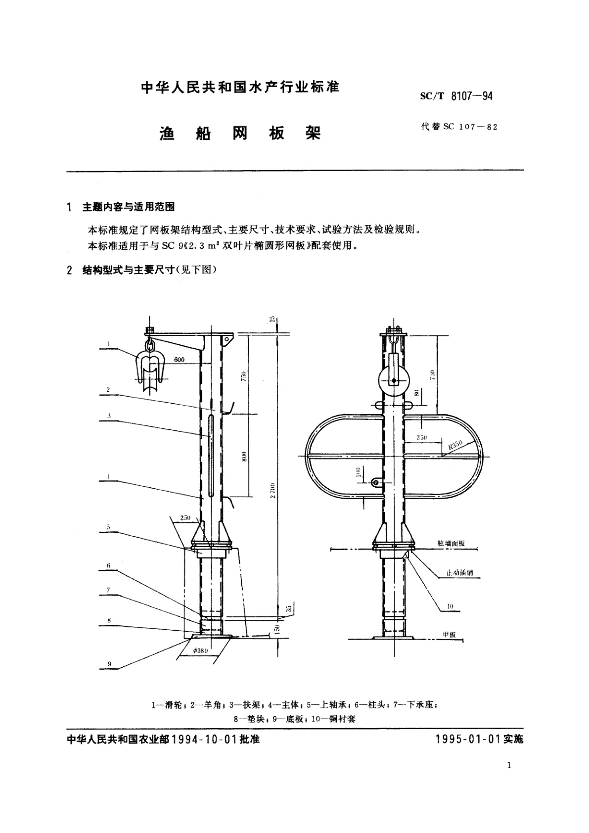 SC/T 8107-1994 渔船网板架