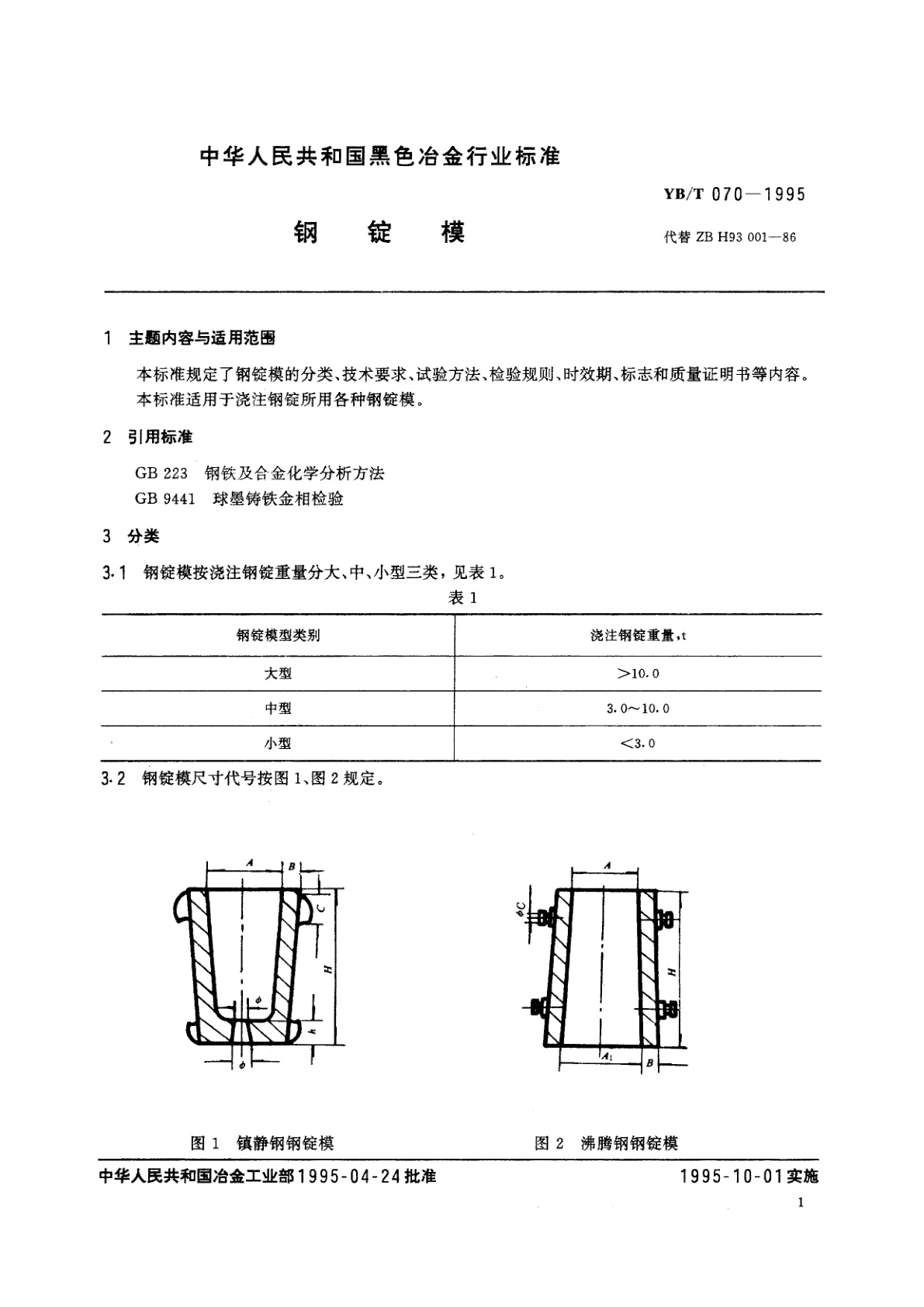 YB/T 070-1995 钢锭模