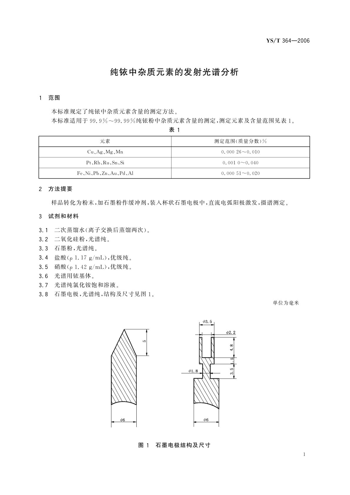 YS/T 364-2006 纯铱中杂质元素的发射光谱分析