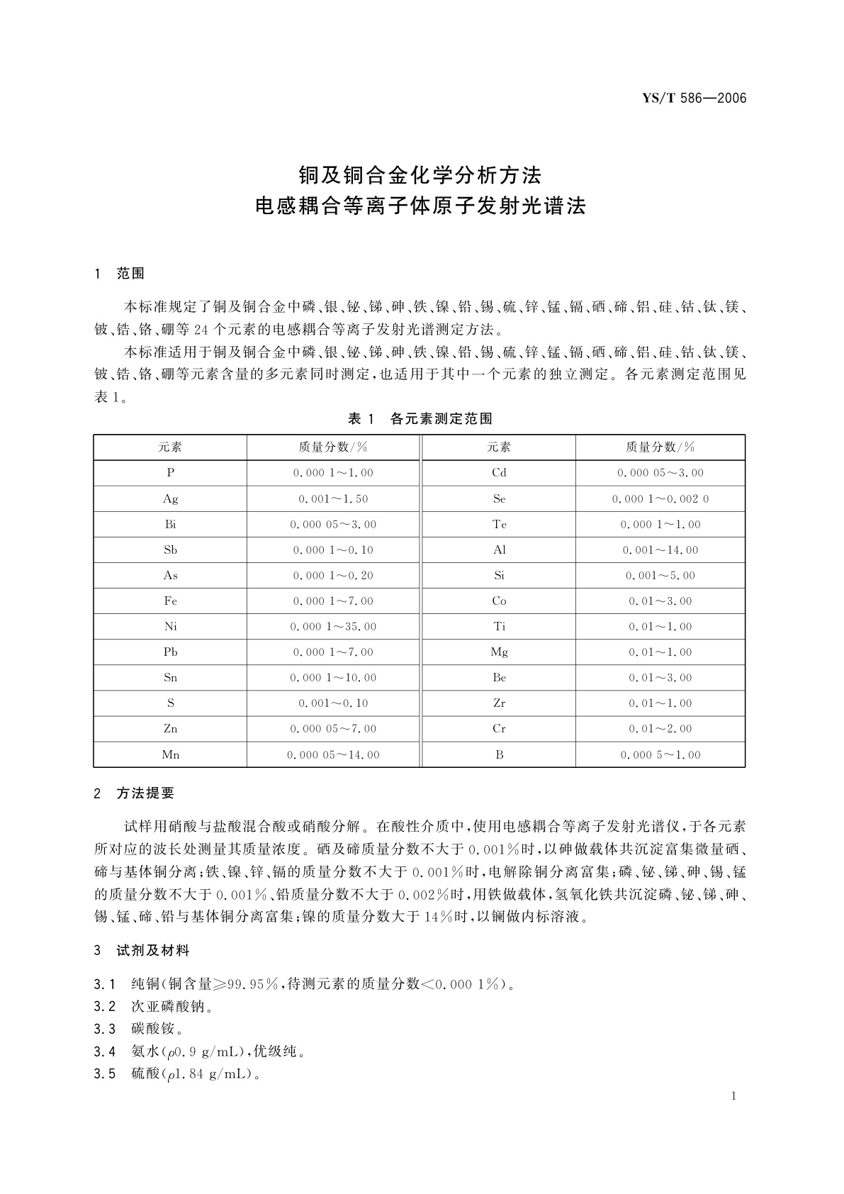 YS/T 586-2006 铜及铜合金化学分析方法   电感耦合等离子体原子发射光谱法