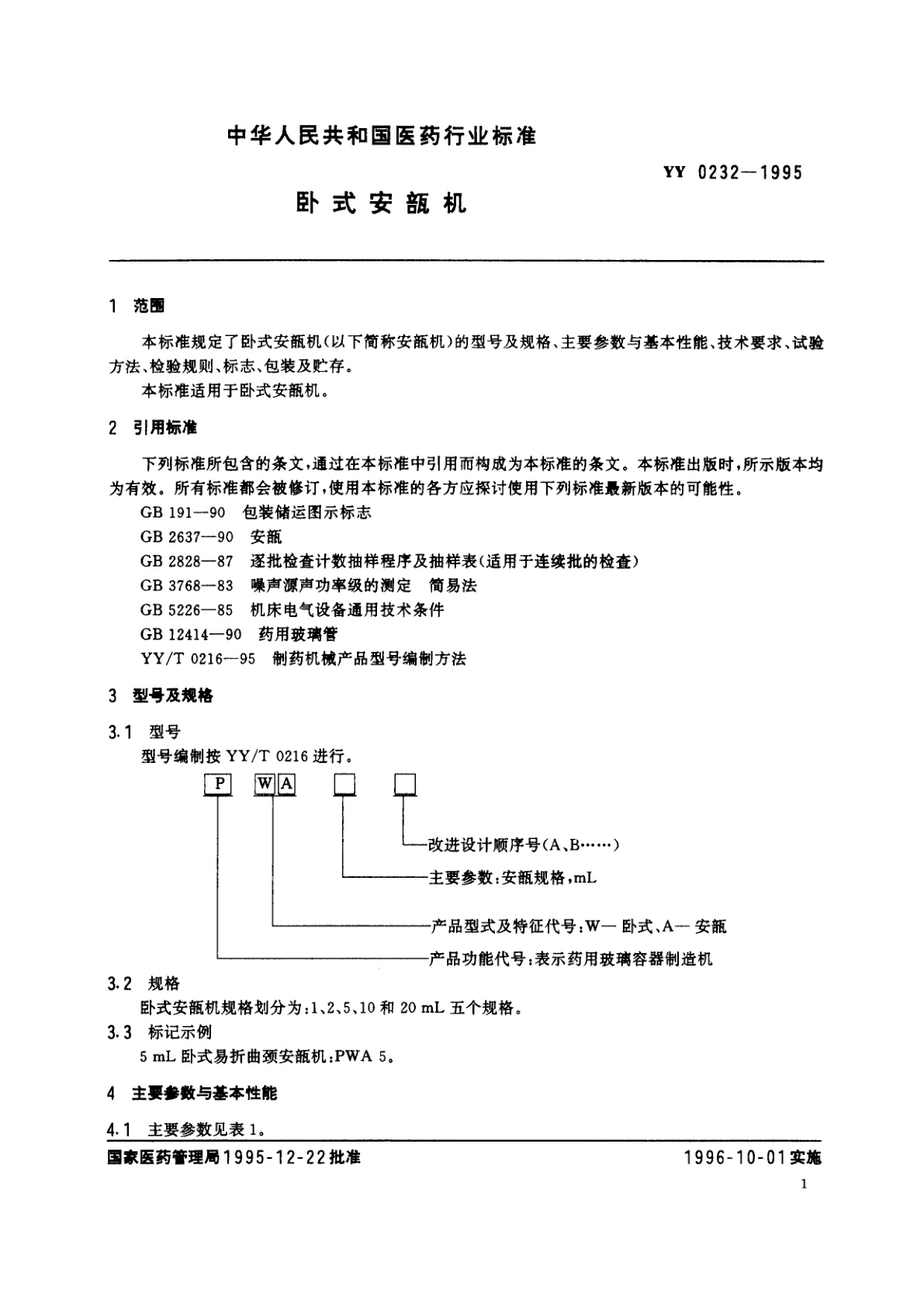YY 0232-1995 卧式安瓿机