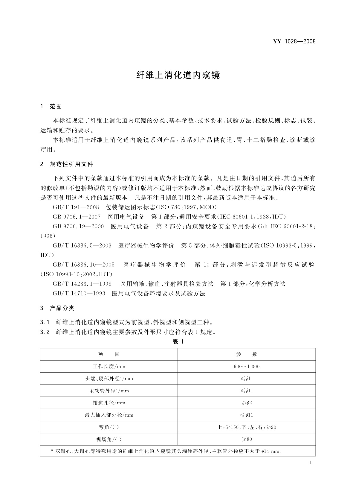 YY/T 1028-2008 纤维上消化道内窥镜