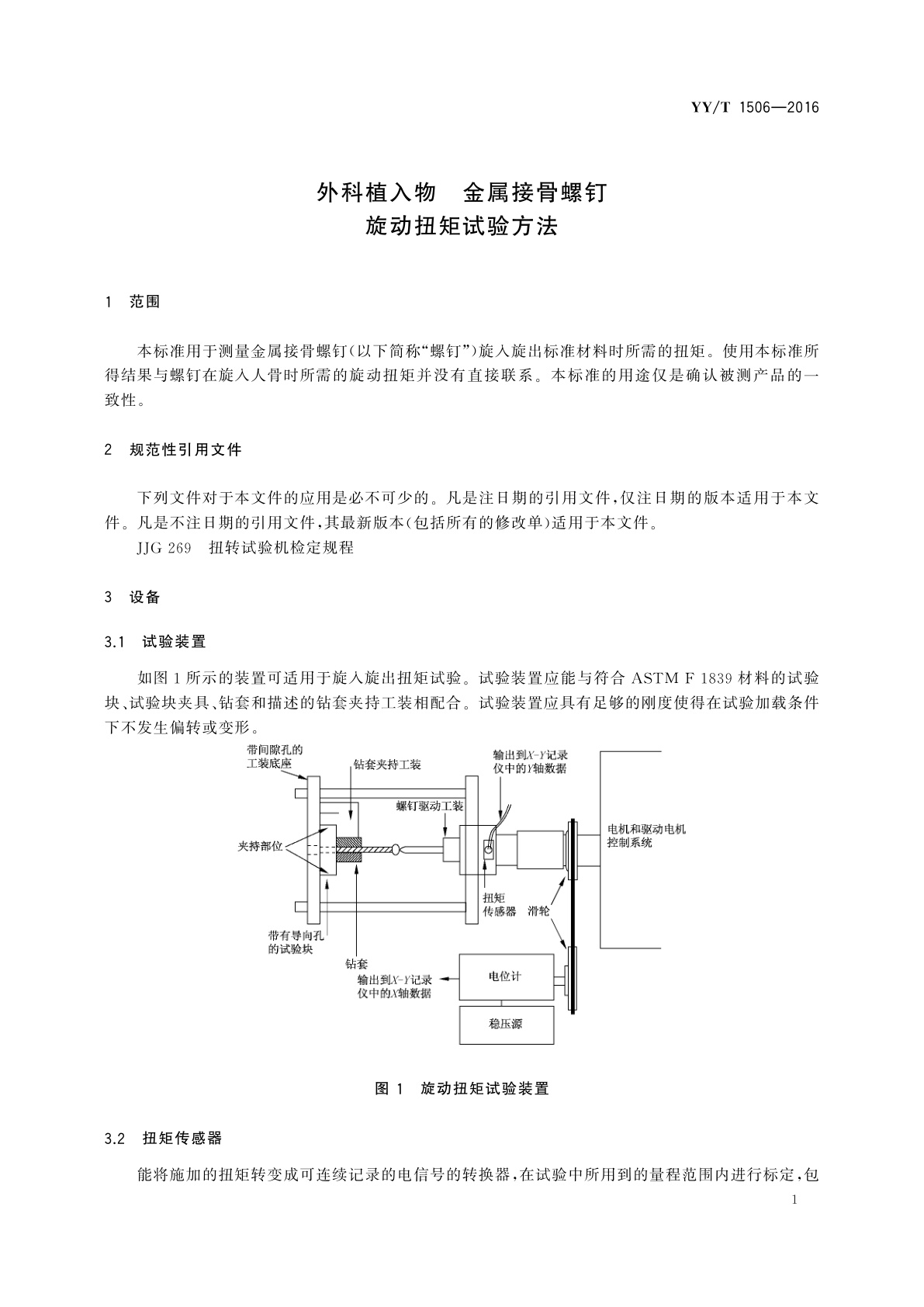 YY/T 1506-2016 外科植入物　金属接骨螺钉旋动扭矩试验方法
