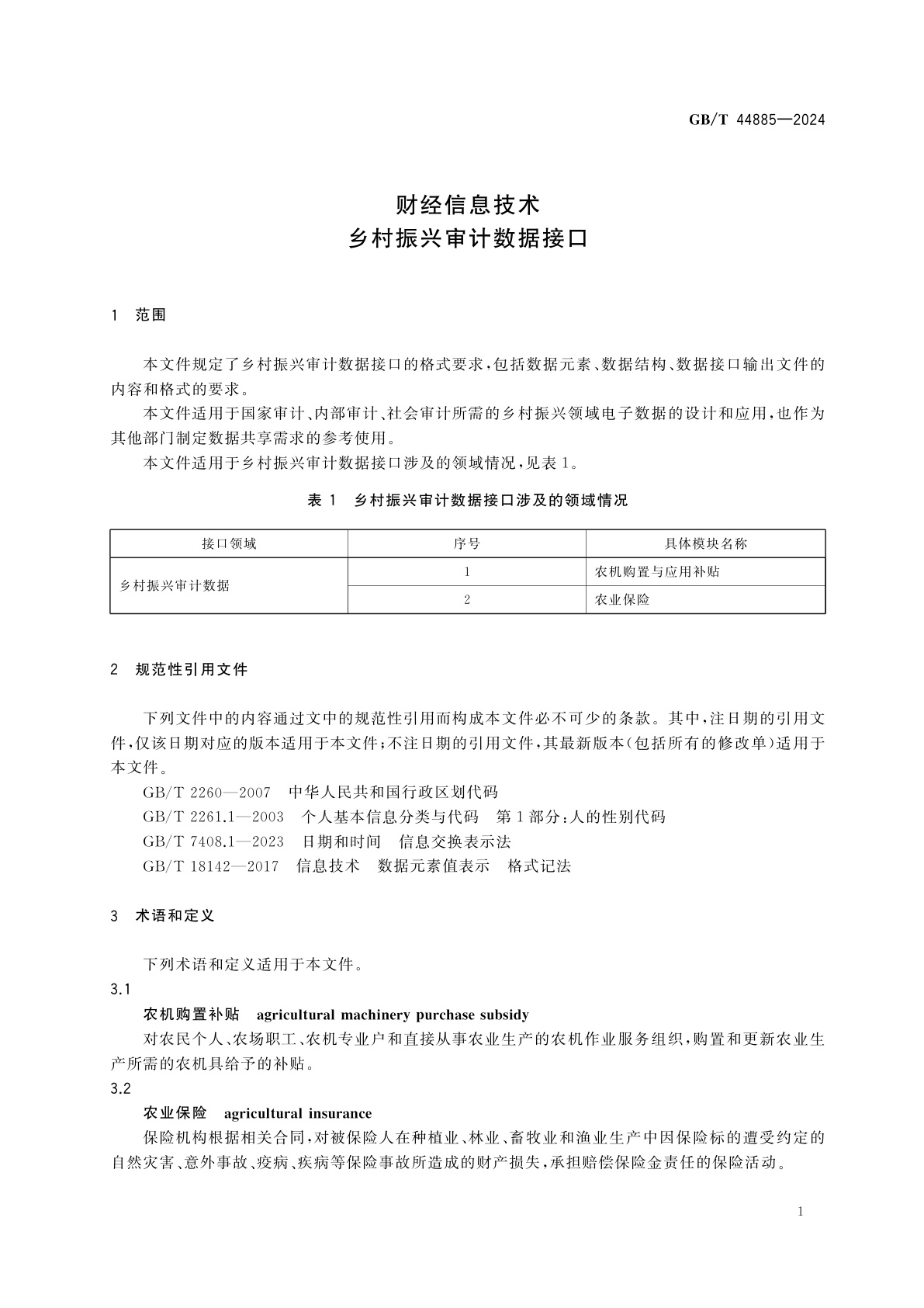 GB/T 44885-2024 财经信息技术　乡村振兴审计数据接口