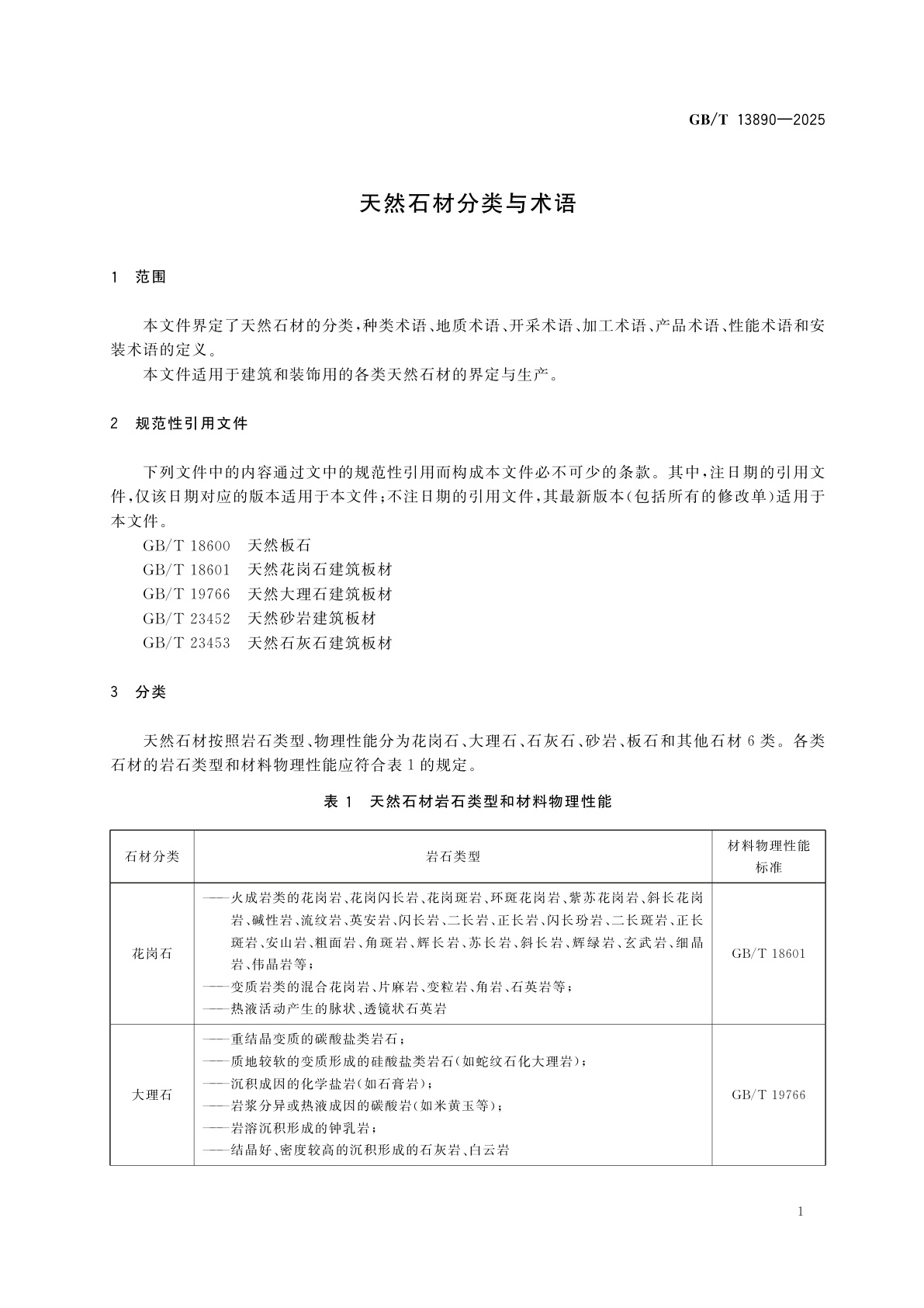 GB/T 13890-2025 天然石材分类与术语