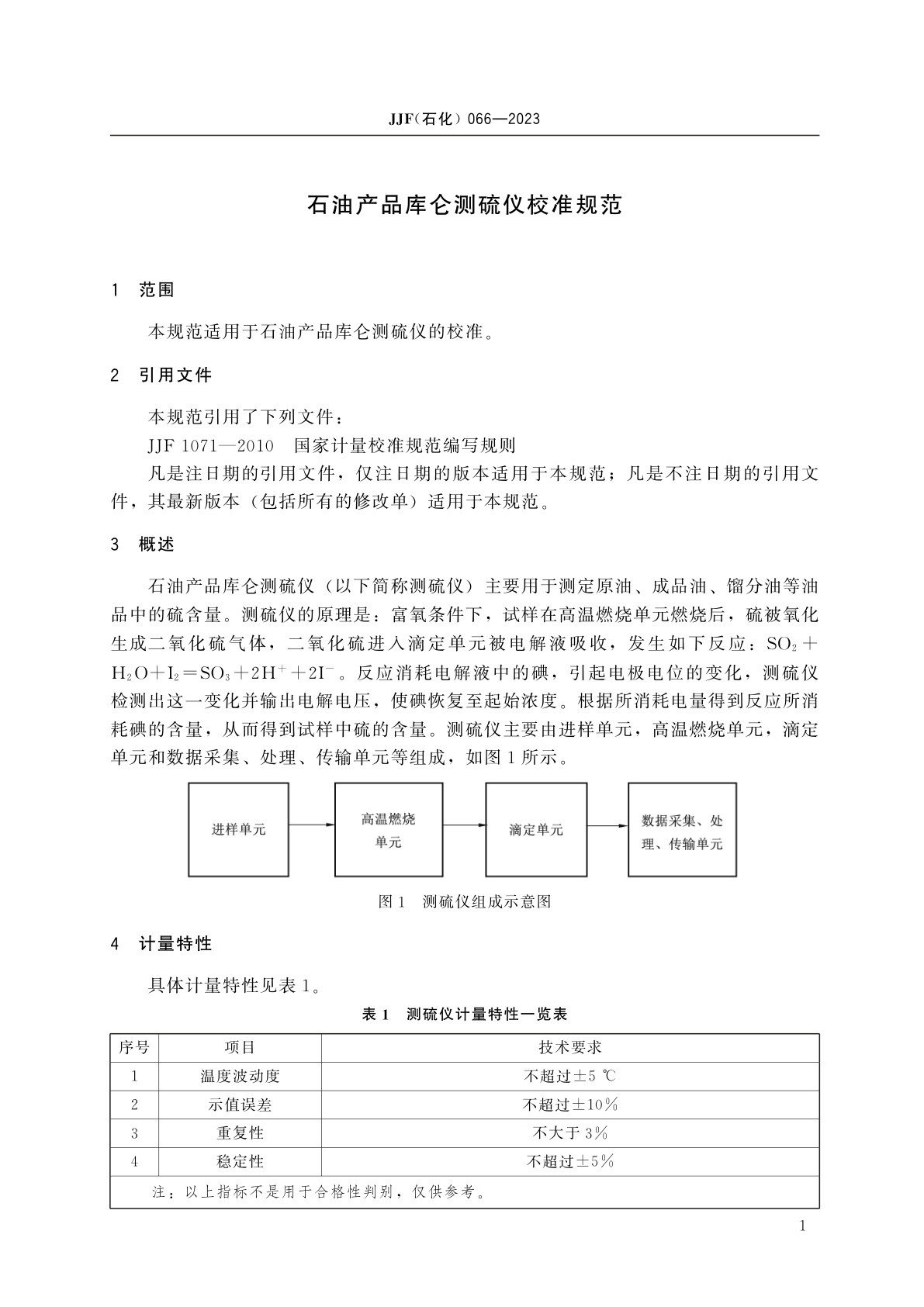 JJF(石化)066-2023 石油产品库仑测硫仪校准规范